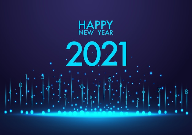 Vector feliz año nuevo 2021 color de fondo azul