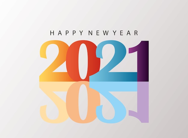 Feliz año nuevo 2021 colorida tarjeta con ilustración de sombra