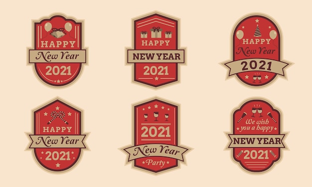 Feliz año nuevo 2021 conjunto de insignias