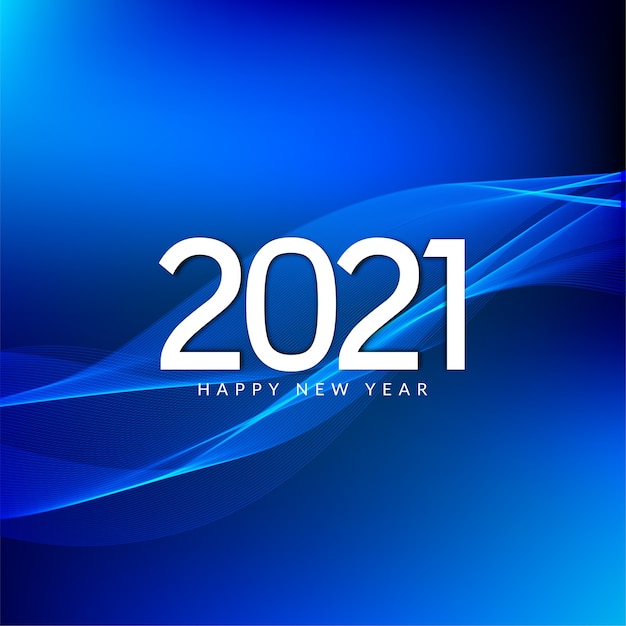 Feliz año nuevo 2021 elegante fondo de onda azul