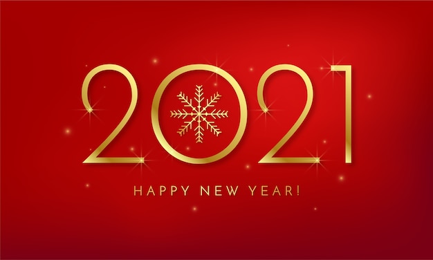 Feliz año nuevo 2021 fondo dorado y rojo