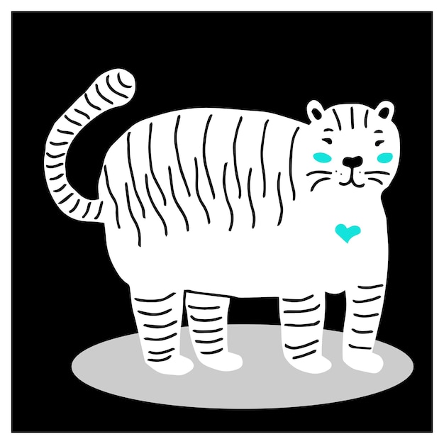 Feliz año nuevo 2022 año nuevo tigre símbolo del año Elemento de dibujos animados aislado Felicitación vectorial postal tigre vector aislado Carácter de invierno para tarjetas invitaciones y juegos infantiles