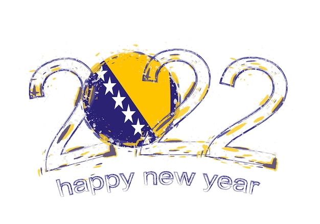 Feliz año nuevo 2022 con bandera de Bosnia y Herzegovina.