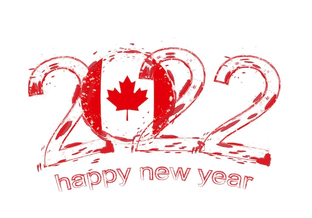 Feliz año nuevo 2022 con la bandera de canadá.