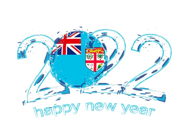 Feliz año nuevo 2022 con la bandera de Fiji.
