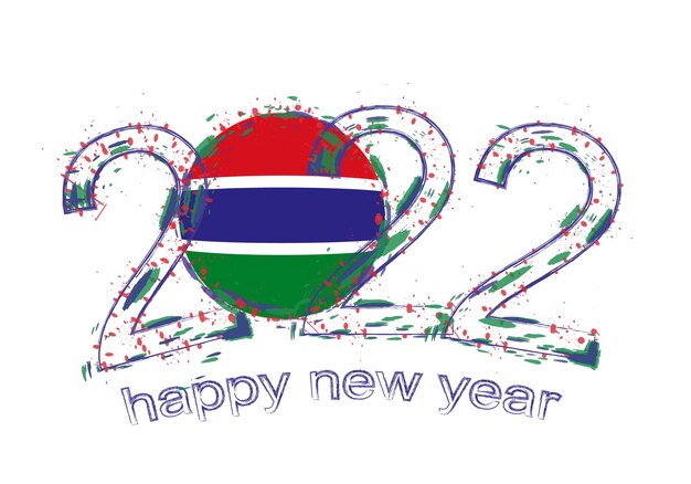 Feliz año nuevo 2022 con bandera de Gambia.