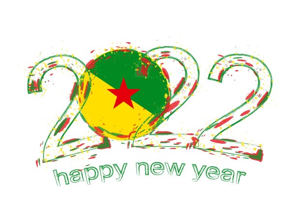 Feliz año nuevo 2022 con la bandera de la Guayana Francesa.