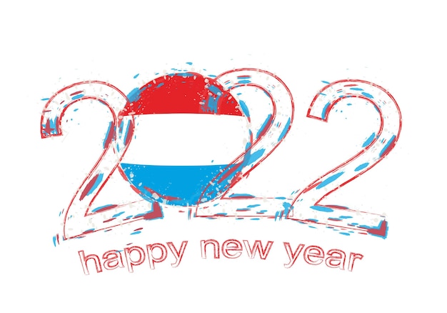 Feliz año nuevo 2022 con bandera de luxemburgo.