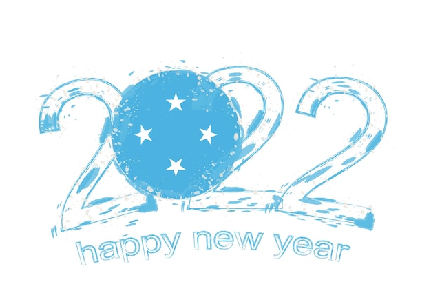 Feliz año nuevo 2022 con la bandera de Micronesia.