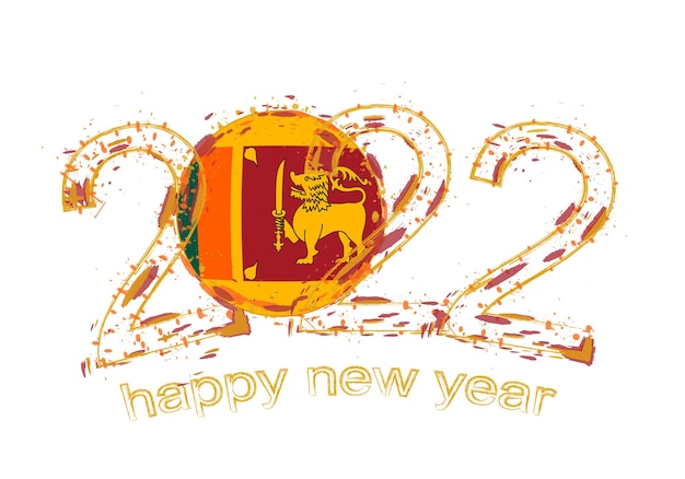 Feliz año nuevo 2022 con la bandera de sri lanka.