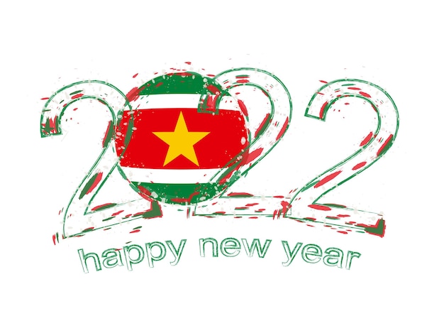 Feliz año nuevo 2022 con bandera de surinam.