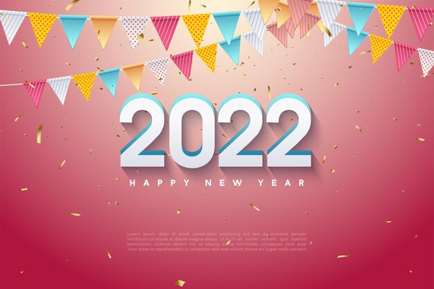 Feliz año nuevo 2022 con banderas de colores