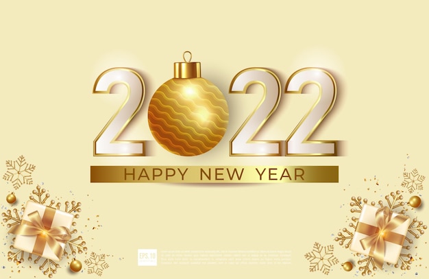 Feliz año nuevo 2022 con bola navidad ilustración