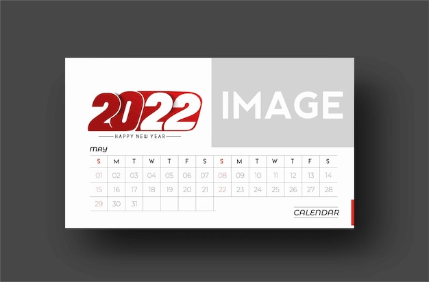 Feliz año nuevo 2022 Calendario - elementos de diseño de vacaciones de año nuevo para tarjetas navideñas, cartel de banner de calendario para decoraciones, fondo de ilustración vectorial.