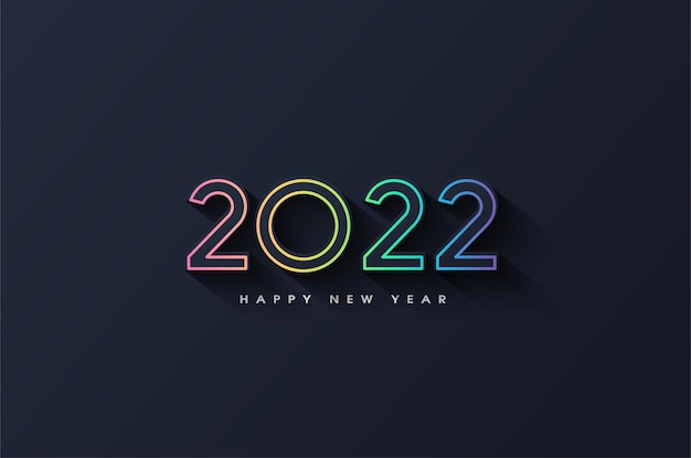 Feliz año nuevo 2022 con un colorido contorno