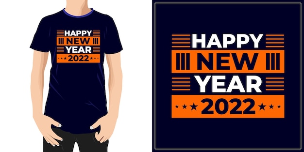 Feliz año nuevo 2022 diseño de camiseta vector premium