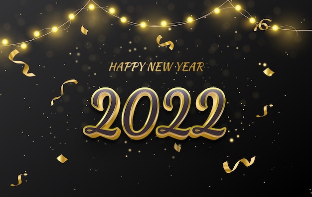 Feliz año nuevo 2022 diseño de fondo abstracto de tarjeta de saludos dorados de lujo