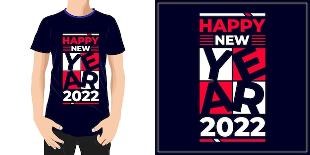 Vector feliz año nuevo 2022 diseño listo para la etiqueta de la camiseta de la taza o la impresión vector premium