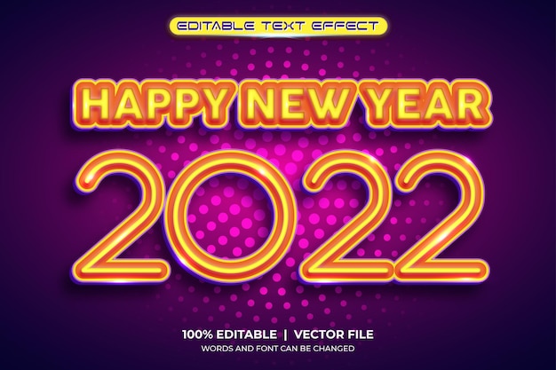 Feliz año nuevo 2022 efecto de texto editable estilo moderno