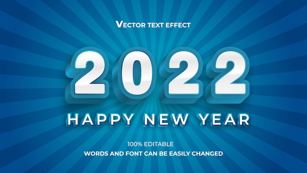 Feliz año nuevo 2022 efecto de texto editable premium eps vector