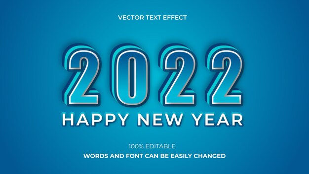 Feliz año nuevo 2022 efecto de texto editable premium eps vector