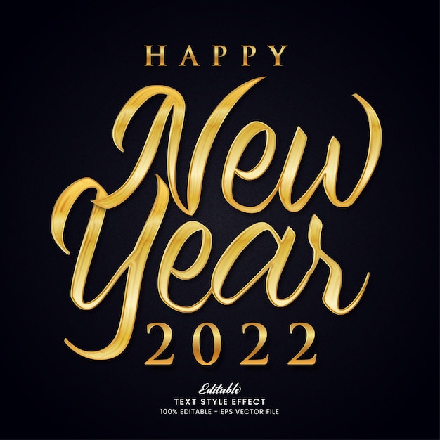 Feliz año nuevo 2022 efecto de texto editable Vector Premium