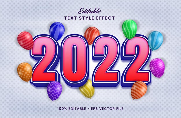 Feliz año nuevo 2022 efecto de texto editable Vector Premium