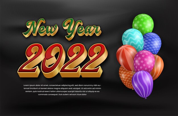 Feliz año nuevo 2022 efecto de texto editable Vector Premium