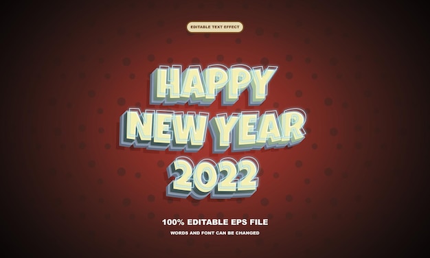 Feliz año nuevo 2022 efecto de texto editable