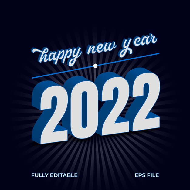 Feliz año nuevo 2022 efecto de texto