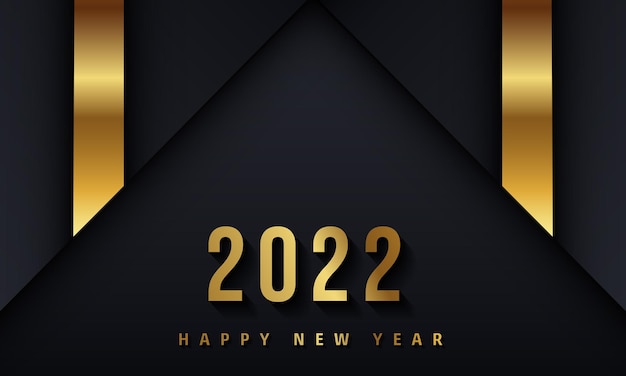 Feliz año nuevo 2022 elegante fondo dorado línea dorada sombra profunda y luz