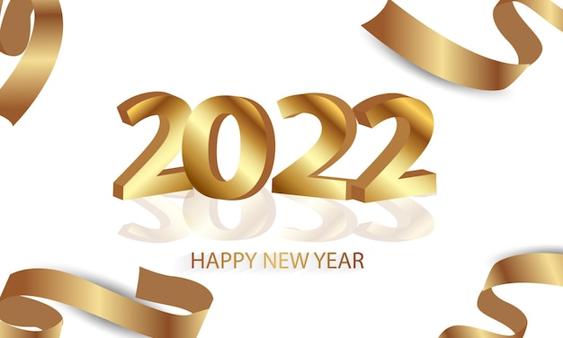 Feliz año nuevo 2022 elegante texto dorado