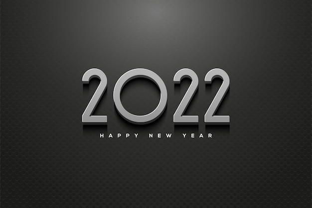 Feliz año nuevo 2022 con elegantes números plateados 3d