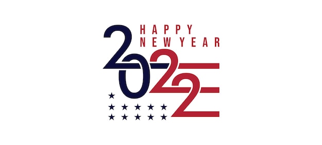 Feliz año nuevo 2022 en estilo bandera americana Vector Premium