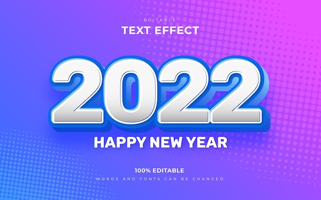 Feliz año nuevo 2022 estilo de efectos de texto editables