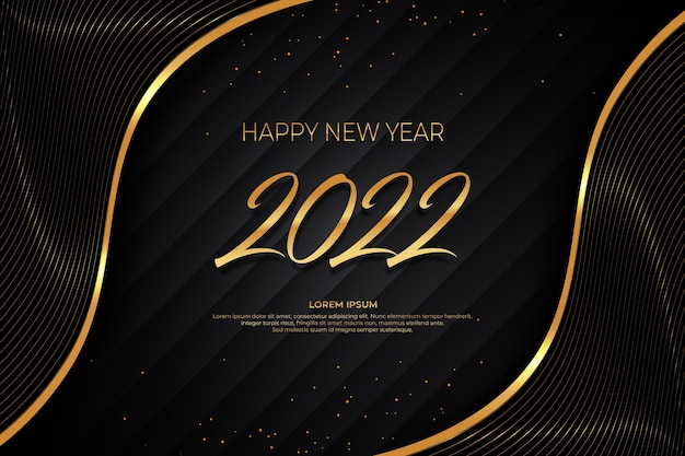 Feliz año nuevo 2022 con estilo de fondo de oro negro