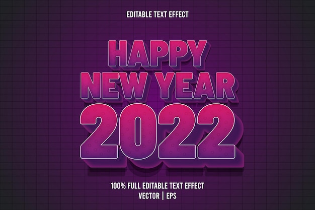 Vector feliz año nuevo 2022 estilo retro de efecto de texto editable