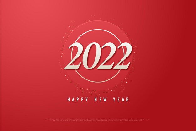 feliz año nuevo 2022 con fondo de círculo rojo 3d