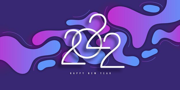 Feliz año nuevo 2022 fondo festivo con números y formas abstractas degradado