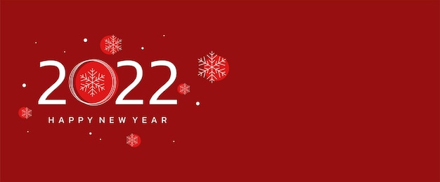 Feliz año nuevo 2022 fondo rojo con diseño de vector de banner de copos de nieve