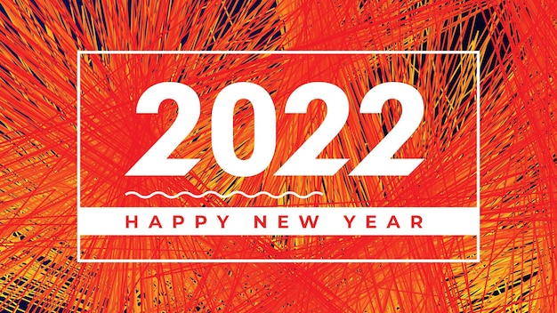 Feliz año nuevo 2022 fondo de saludo con formas de fluido líquido abstracto de flujo de onda colorido moderno