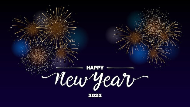 Feliz año nuevo 2022 con fuegos artificiales