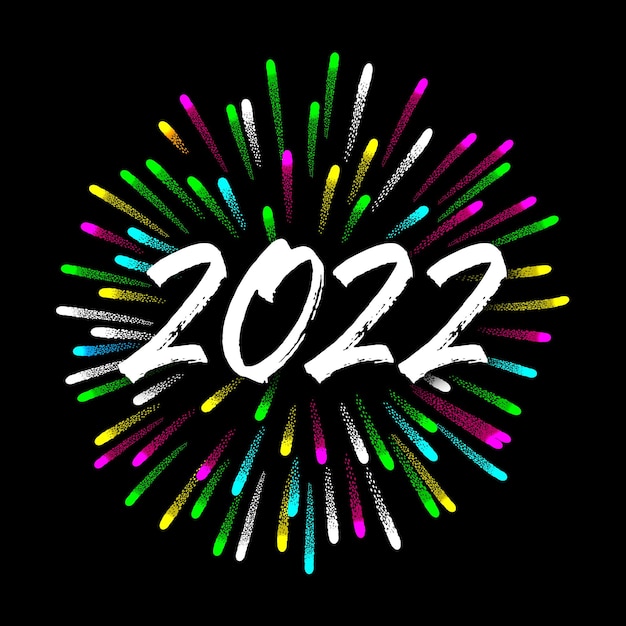 Vector feliz año nuevo 2022 con fuegos artificiales