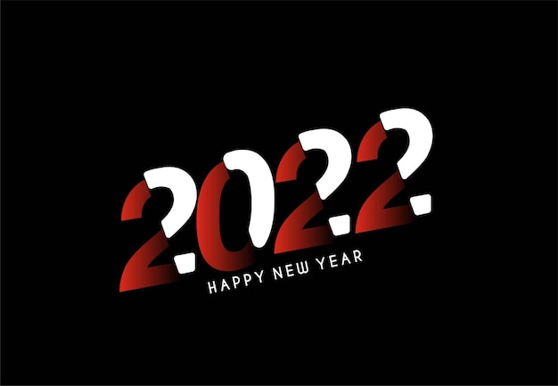 Feliz año nuevo 2022 golpeteo de diseño de tipografía de texto, ilustración vectorial.