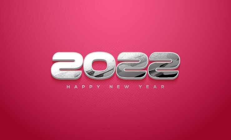 Vector feliz año nuevo 2022 con hermoso fondo rosa