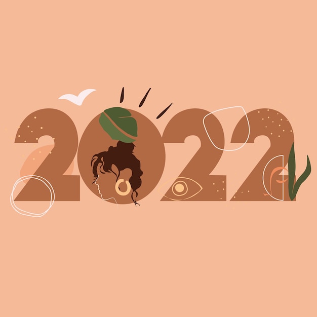 Vector feliz año nuevo 2022 ilustración de fondo de tipografía abstracta