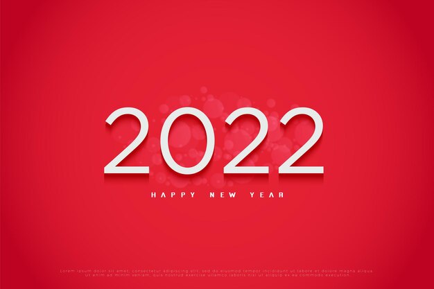 Feliz año nuevo 2022 con ilustración de números 3d en blanco