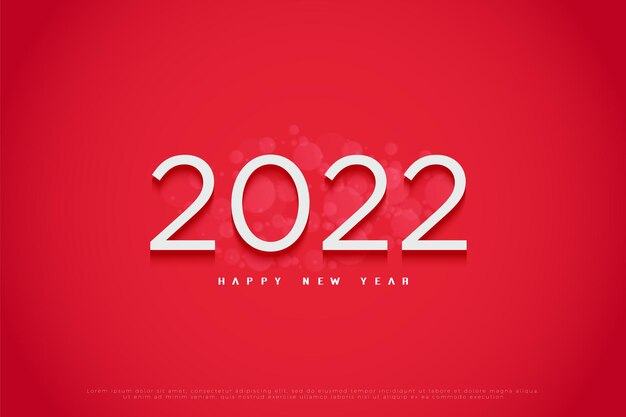 Feliz año nuevo 2022 con ilustración de números 3d en blanco