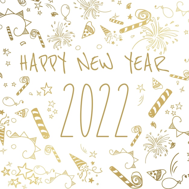 Feliz año nuevo 2022 ilustración de tarjeta de felicitación grande
