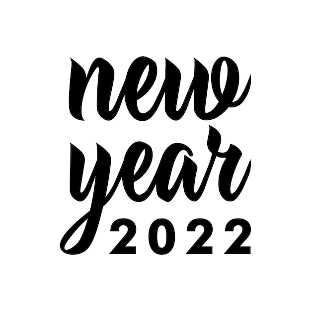Vector feliz año nuevo 2022 letras texto escrito a mano de tipografía